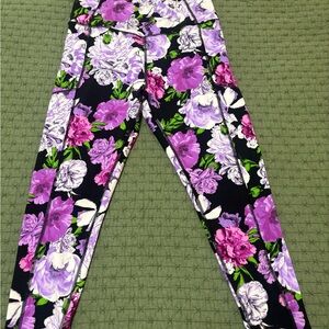 Victoria’s Secret Floral Print High-Waist Leggings - Purple/Black size 14